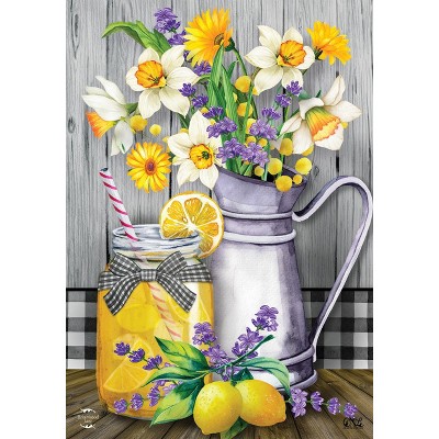 Lemonade Summer House Flag Rustic Floral Mason Jar 28" x 40" Briarwood Lane