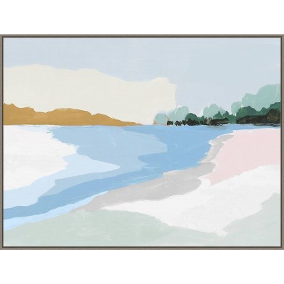 42" x 32" Soft Coastal I by Isabelle Z Framed Canvas Wall Art Print - Amanti Art
