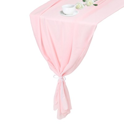Unique Bargains  Light Elegant Romantic Chiffon Table Runner 27.5" x 118" 2 Pcs
