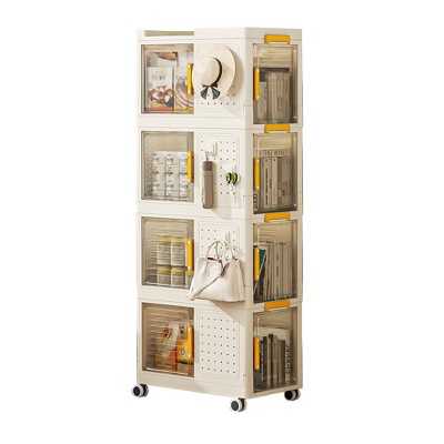 UBSSO 4-Tier Rolling Utility Cart with Large Storage Bins & Wheels for Office or Living Room