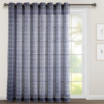 Lush Décor Farmhouse Textured Grommet Sheer Window Curtain Panel Single