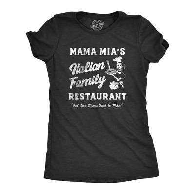 Womens Mama Mias Italian Family Restaurant T Shirt Funny Mothers Day Gift Tee for Ladies - Crazy Dog Women's T Shirt Gift for Mom