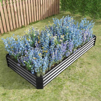 Lirago 91"L Large Rectangle Galvanized Raised Garden Bed Metal Planter Box for VegetablesFlowers Rust Proof Easy Assembly