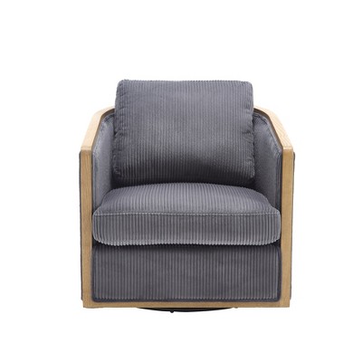 TIRAMISUBEST Swivel Barrel Chair, Comfortable Accent Sofa Chair for Living Room, Swivel Club Chair, Arm Chair for Hotel, Bedroom, Lounge (Dark Gray)