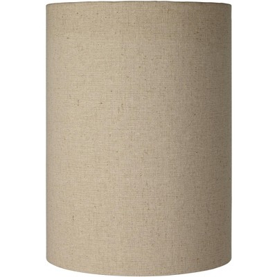 Springcrest Cotton Blend Tan Small Cylinder Lamp Shade 8" Top x 8" Bottom x 11" High (Spider) Replacement with Harp and Finial