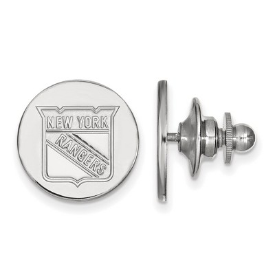Black Bow Jewelry Sterling Silver New York Rangers NHL Pin