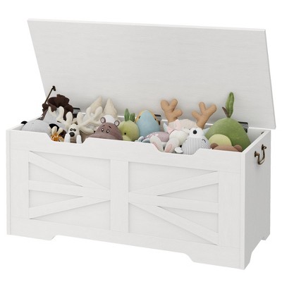 Storage Chest, 39.4" Toy Chest for Boys Girls, Kids Wood Large Toy Box, Storage Bench Trunk with Safety Hinge