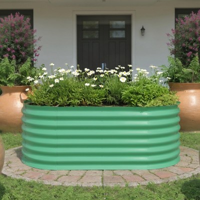 4X2x2Ft Galvanized Raised Garden Bed Outdoor, 24" Tall Metal Planter Box for Flowers Herbs Vegetables, Rust-Resistant Raised Garden Beds, Green