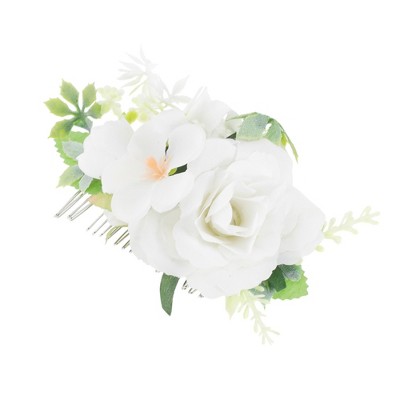 Unique Bargains Women's Simulated Flowers Side Comb 1 Pc