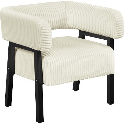 Yaheetech Upholstered Barrel Accent Chair with Solid Wood Legs, Pocket Coiled Seat for Living Room, Bedroom, Reading Nook