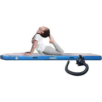 Bintiva Inflatable Air Track Exercise Mat – Adjustable Firmness for Customized Workout Surface, 10 ft Length, Blue