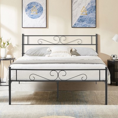 VECELO Metal Platform Bed Frame Simple Mattress Foundation with Vintage Headboard & Footboard