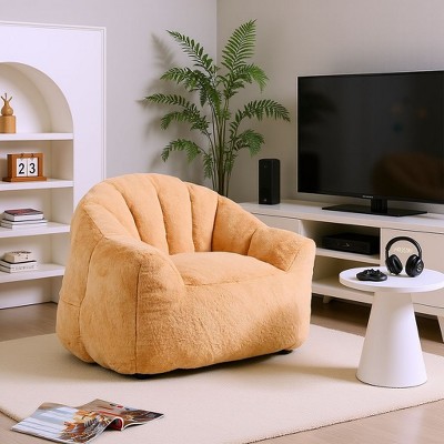 Homy Casa Plush Lounge Accent Chair with Soft Upholstery for Living Room, Dorm or Bedroom, Champagne Beige