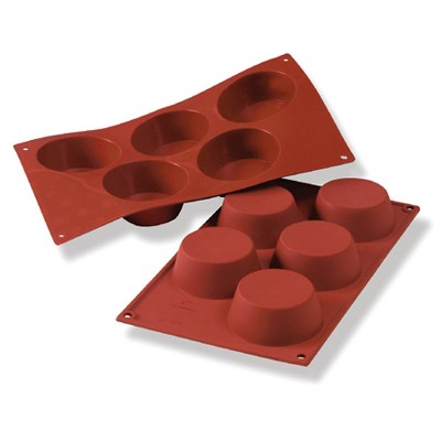 Silikomart Silicone Baking Mold Muffin 4.57 Oz, 3.19" Dia. x 1.26" H, 5 Cavities
