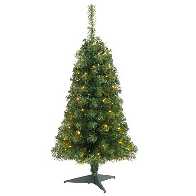 3ft. Green Artificial Christmas Tree with 50 LED Lights & 118 Branches – Classic Petite Holiday X-Mas Tree