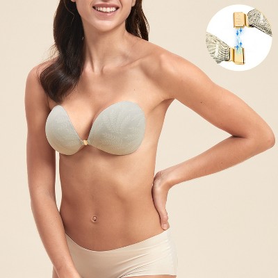 Niidor Sticky Strapless Bra for Women Invisible Adhesive Push up Silicone Bra 2025 Upgraded Magnetic Clasp Sticky Bras  for Backless Dress