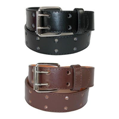CTM Kid's Leather Two Hole Jean Belt (Pack of 2 Colors)