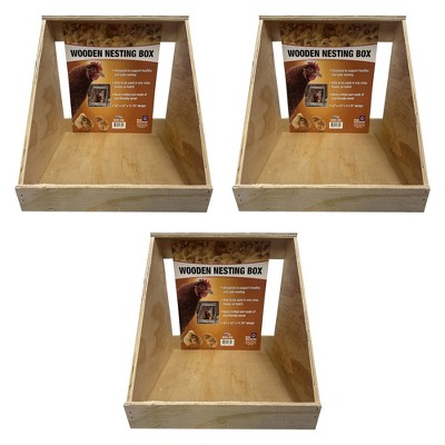 Farm Innovators Single Compartment Versatile Hand Crafted Fully Assembled Wood Nesting Box Coop Ideal for Chicken, Ducks, and Birds, 3 Pack, Brown