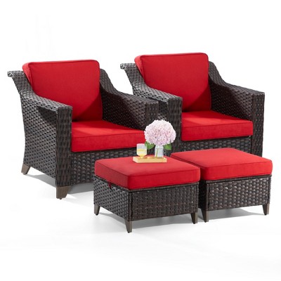 UPTIOT Patio Chair with Cushions and Ottomans