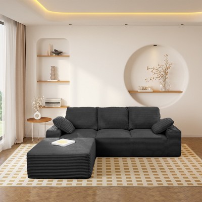 103.5'' L-Shaped Sectional Sofas, Modern Modular Corduroy Couch with Deep Seat for Living Room and Bedroom, No Assembly Required
