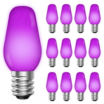 Luxrite C7 LED Red Replacement Light Bulbs, String Lights, 0.5W, Shatterproof Colored Candelabra Bulb, Enclosed Fixture Rated E12 Base 12 Pack