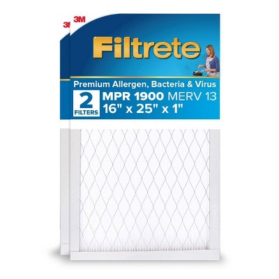 Filtrete 2pk 1900 Ultimate Premium Allergens, Bacteria and Virus 16' X 25': Electrostatic Furnace Filter MERV 13