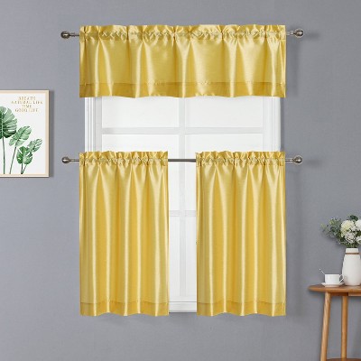 Kate Aurora Parisian Living Complete 3 Piece Lightweight Sheer Cafe Kitchen Curtain Tier & Valance Set