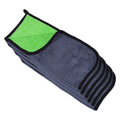 Unique Bargains Microfibre Car Drying Towel 600GSM Highly Absorbent 11.81"x11.81" Gray Green 6 Pcs