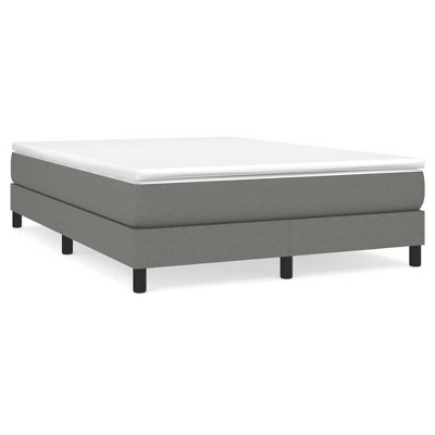 vidaXL Full Fabric Box Spring Bed Frame in Dark Gray - 53.9"x74.8" - Easy Assembly - Modern Style - Compatible with Full Mattress Size