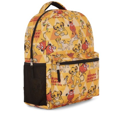Disney's The Lion King Kids Backpack - Hakuna Matata Adventure - Simba, Mufasa, Scar, Timon, and Pumbaa, Yellow