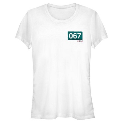 Juniors Womens Squid Game 067 Patch T-Shirt