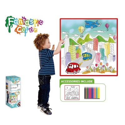 Zummy Kids Fantastic Washable Coloring Play Painting Mat with Washable Markers, 50CM * 50CM