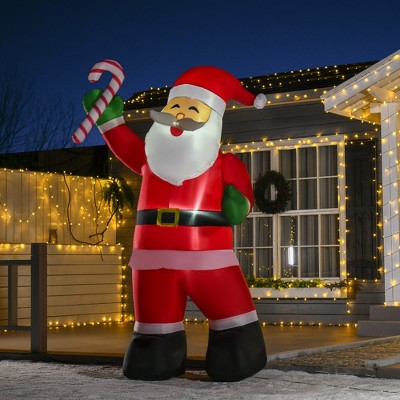 Whisen 8FT Christmas Inflatable Santa Claus with Candy Cane, Outdoor Blow-Up Yard Decoration with LED Lights Display - Red
