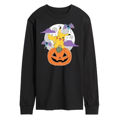 Men's - Pokémon - Pikachu Pumpkin With Moon Long Sleeve Graphic T-Shirt