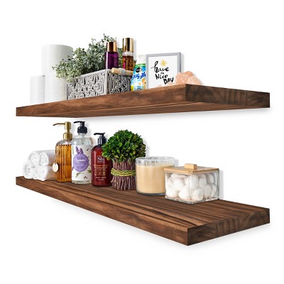 Sorbus 2 Pack 35” Solid Wood Floating Shelves - for Bathroom Decor, Books, Bedroom & Living Room