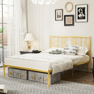 Accent Bed Frame Modern with Finials for Bedroom Storage Queen - 3irtyhousy
