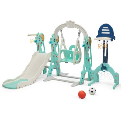 Sandinrayli 6 in 1 Toddler Slide and Swing Playset Indoor Outdoor Playground Kids Slide for Toddler
