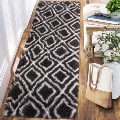 Modern Shag Area Rug Non Slip Fluffy Checkered Rug Geometric Floor Carpet Plush Plaid Rug Shaggy Rug, Soft Non Shedding Furry Rug