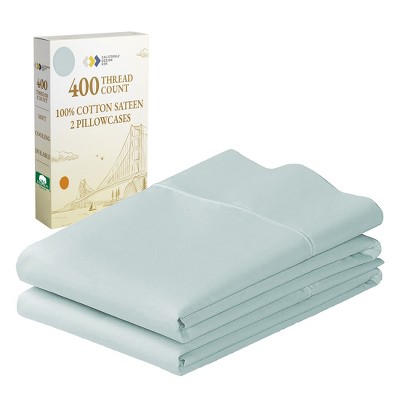 Set of 2 Pillowcases - 400 Thread Count, 100% Cotton Sateen, Soft, Cooling and Breathable by California Design Den