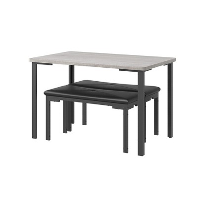 CuisinSmart Kitchen Table and 2 Dining Benches Set,Space-Saving Dinette for Kitchen, Dining Room, Small Space Rectangular Wood Dining Table Set