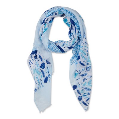 Design Imports Floral Leopard Scarf - Blue