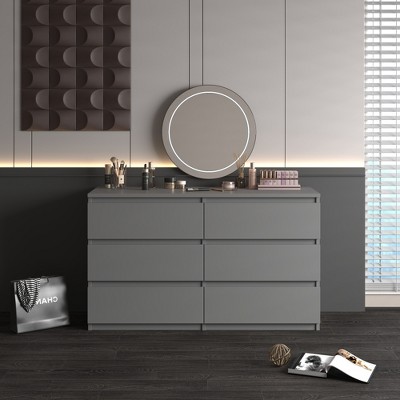 RISOKEYS 6 Drawer Dresser, Modern Chest of Drawers with Wide Storage, for Storage and Organization for Closet, Bedroom, Living Room,Corridor