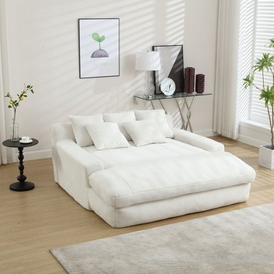 Ultra-Comfy 2-Seater Chenille Sofa: Deep Seat and 5 Plush Back Pillows
