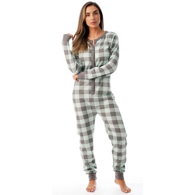 #followme Womens Henley Thermal Bodysuit | Buffalo Plaid, Tie Dye, & Printed PJ Union Suit Loungewear