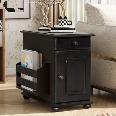NicBex Vintage Multifunctional Storage End Table with Flip Top & Bookshelf,Small Side Table for Bedroom,Living Room