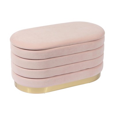 Lillian 31.5" Velvet Storage Bench Blush