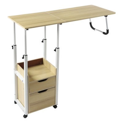 YIYIBYUS Overbed Table with Wheels Movable Bedside End Table Nightstand, Foldable