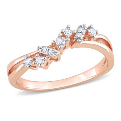 EVERLY JEWELRY | Rose Plated Sterling Silver 1/6ct TDW Diamond Nine Stone Ring