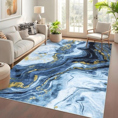 TROPOW  Area Rugs Washable Neutral Abstract Rug Indoor Soft Non Slip Living Room Rug Low Pile Non-Shedding Accent Carpet