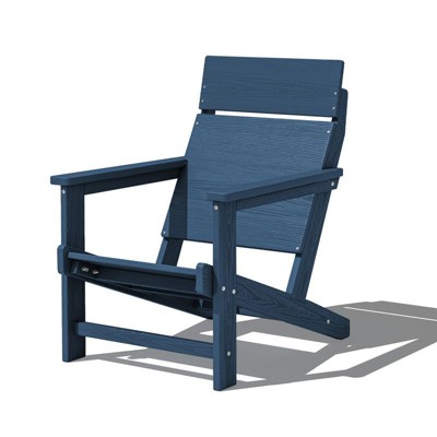 Hyleory HDPE Adirondack Chair - Panel-Back Woodgrain Outdoor Patio Chair, All-Weather Heavy , Modern Lawn Furniture for Garden, Poolside & Deck